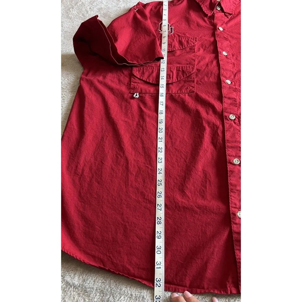 Columbia PFG Oklahoma Sooners Mens XXL Red Short Sleeve Fishing Shirt OU Logo